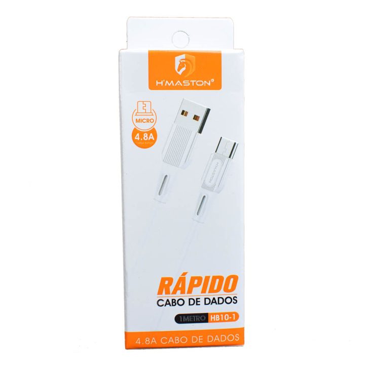 CABO USB MICRO USB V8 CARGA RAPIDA 4.8A 1 METRO HB10-1 H-MASTON
