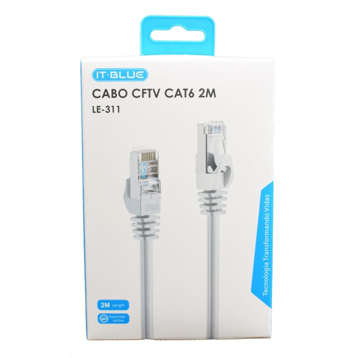 CABO DE REDE CAT6 RJ45 2 METROS LE-311 IT-BLUE