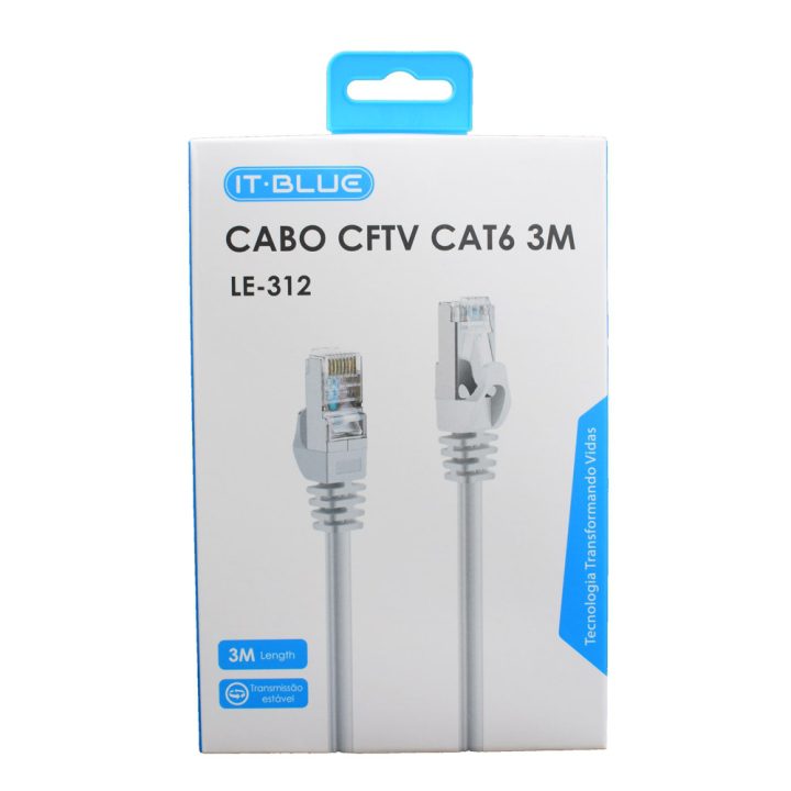 CABO DE REDE CAT6 RJ45 3 METROS LE-312 IT-BLUE